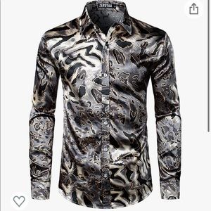 Silk tiger print button down